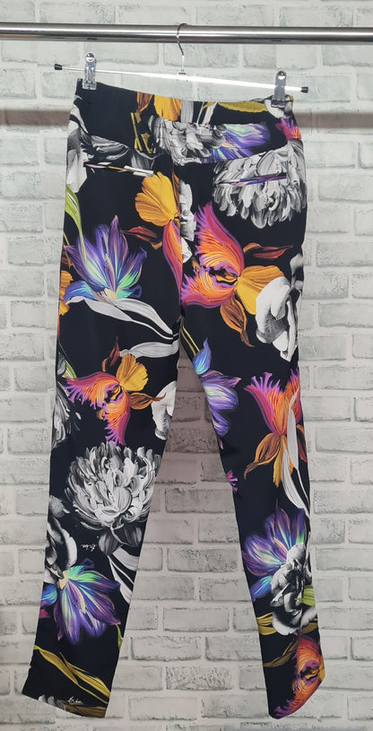 Biba Floral Black Trousers Size 10