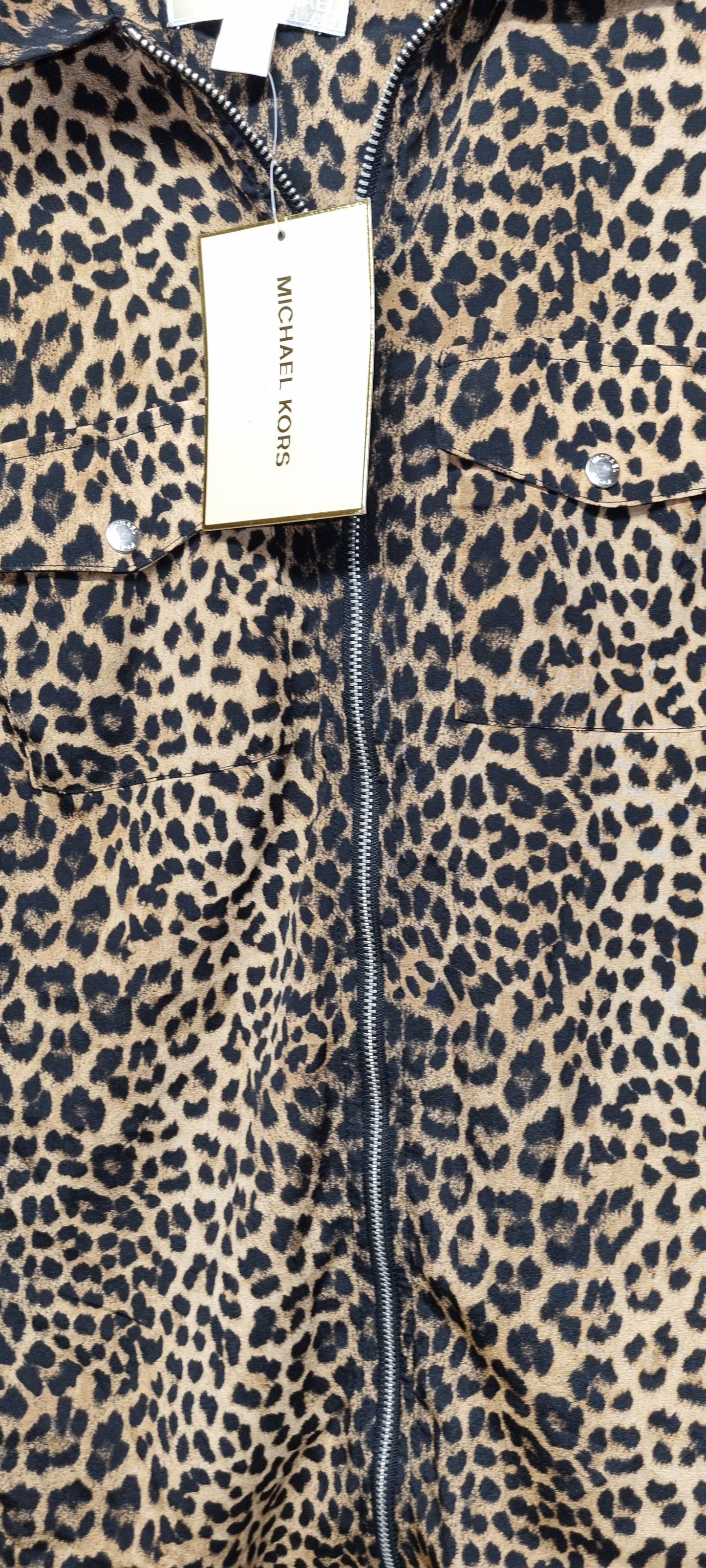 Michael Kors Leopard Print Zip-Up Shirt Size XS BNWT