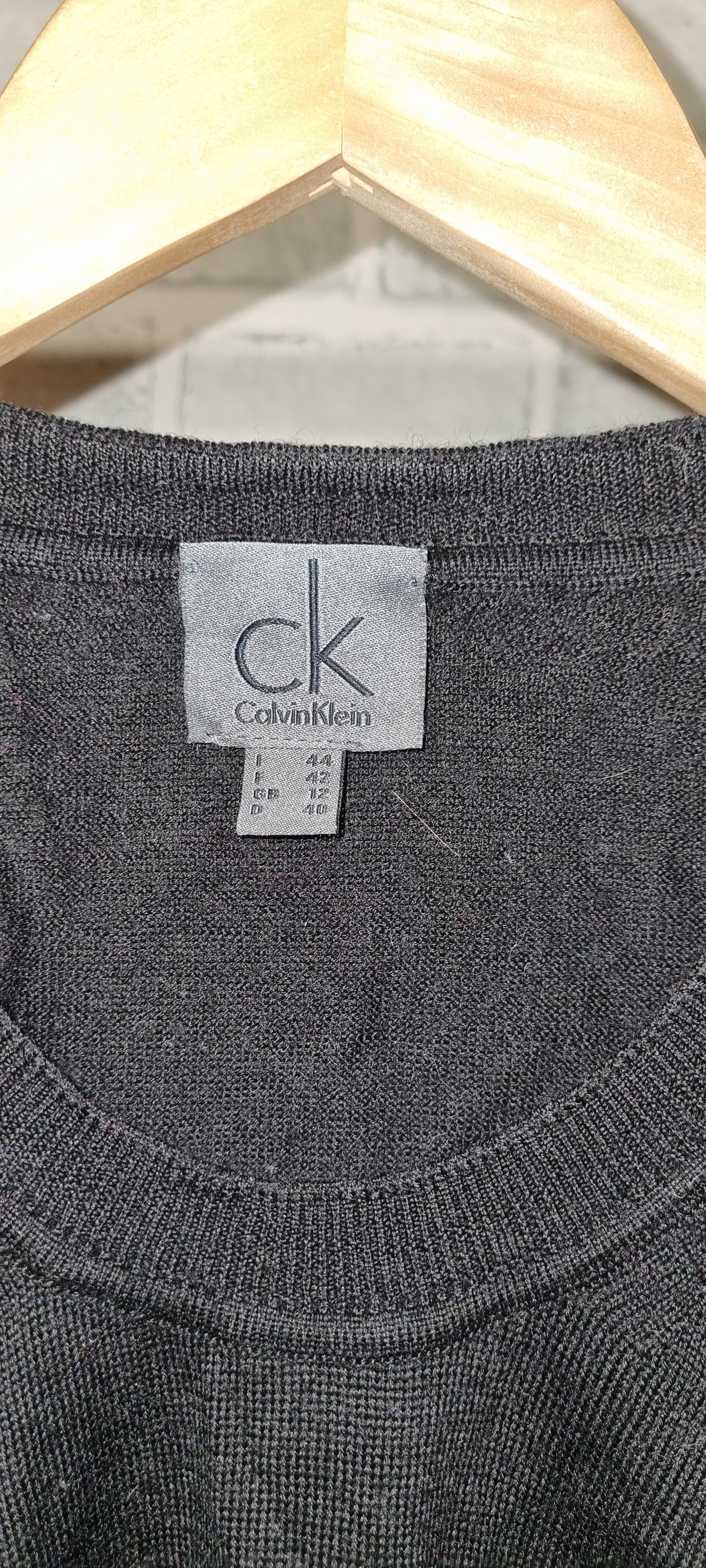 Calvin Klein Black Fine Knit Round Neck Jumper Size 12