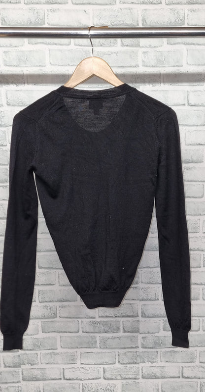 Calvin Klein Black Fine Knit Round Neck Jumper Size 12