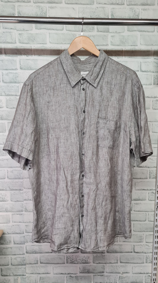 Armani Collezioni Grey Brown Men's Short Sleeve Shirt Size XXL