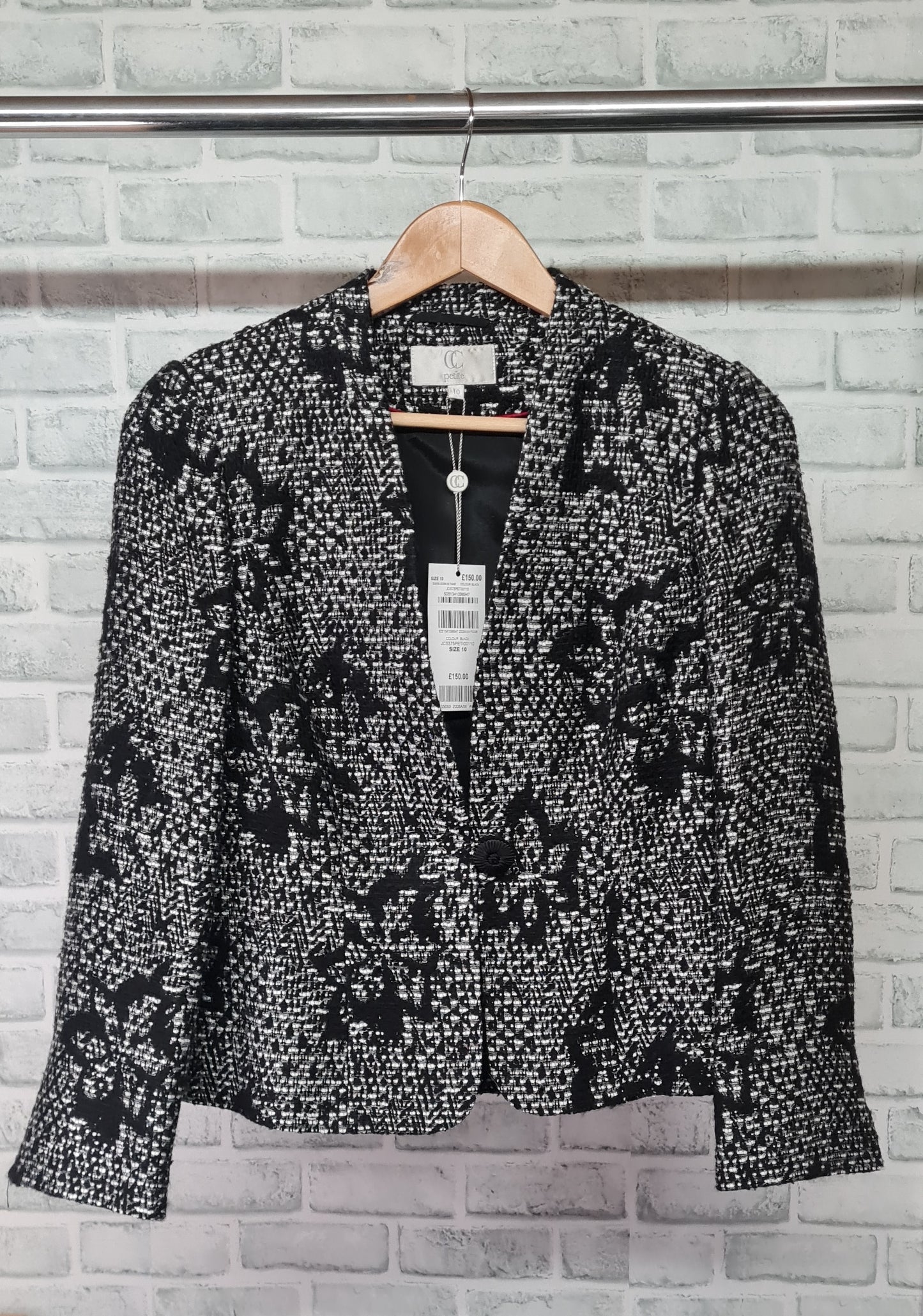 CC Petite Floral Black and White Blazer BNWT