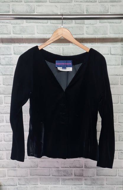 Carolyne Roehm Saks Fifth Avenue Vintage Black Velvet Blouse Size Small