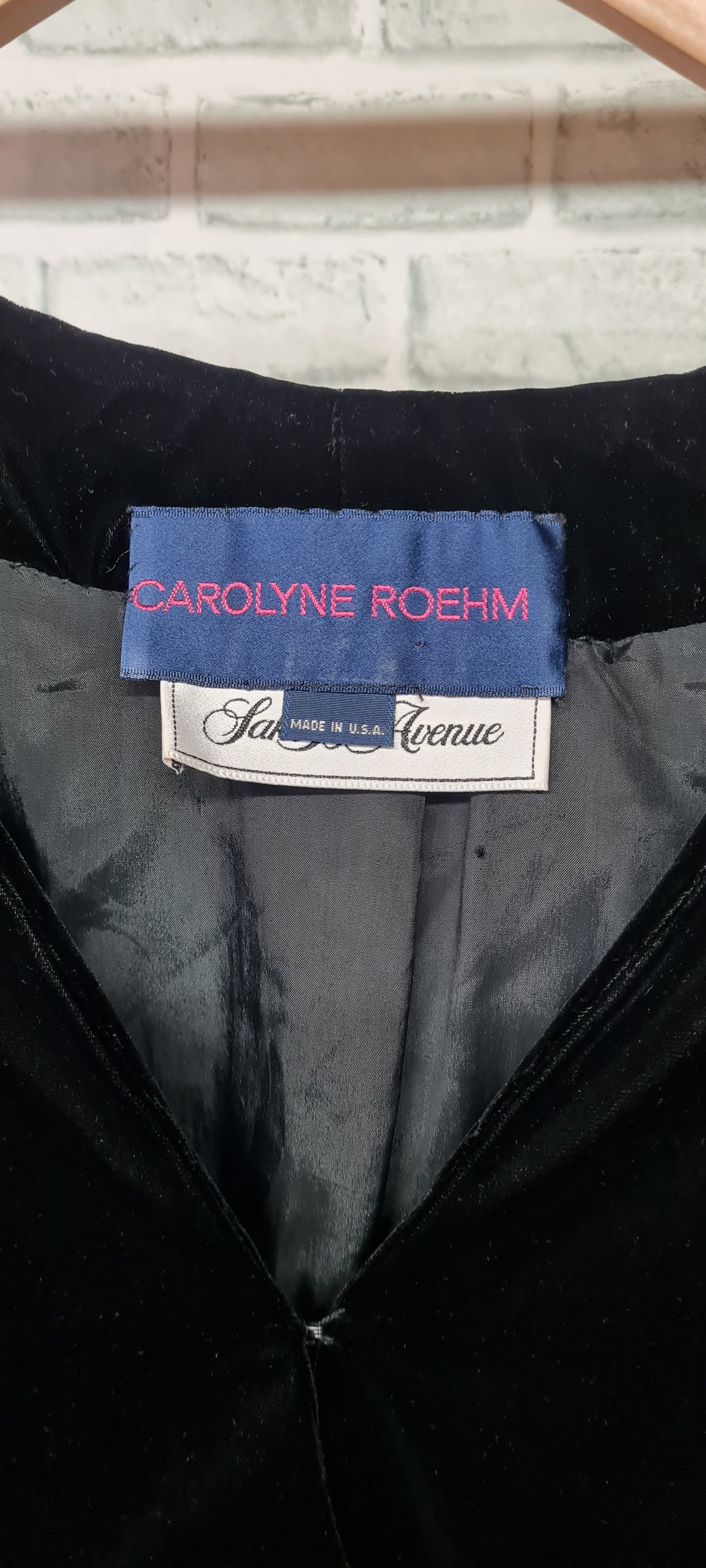 Carolyne Roehm Saks Fifth Avenue Vintage Black Velvet Blouse Size Small