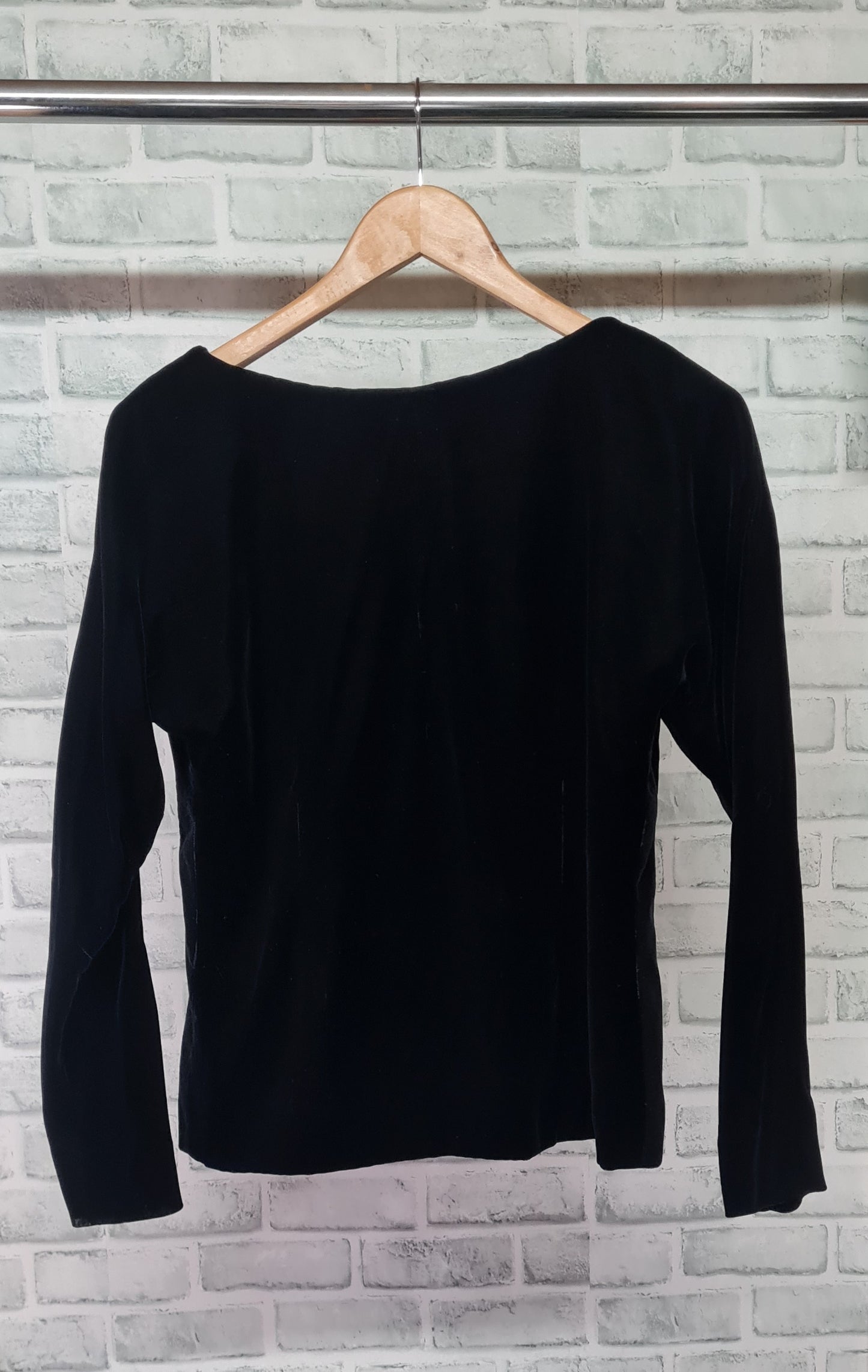 Carolyne Roehm Saks Fifth Avenue Vintage Black Velvet Blouse Size Small