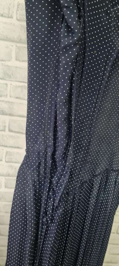 Vintage Laura Ashley V-Neck Polka Dot Midi Shirt Dress Size 14