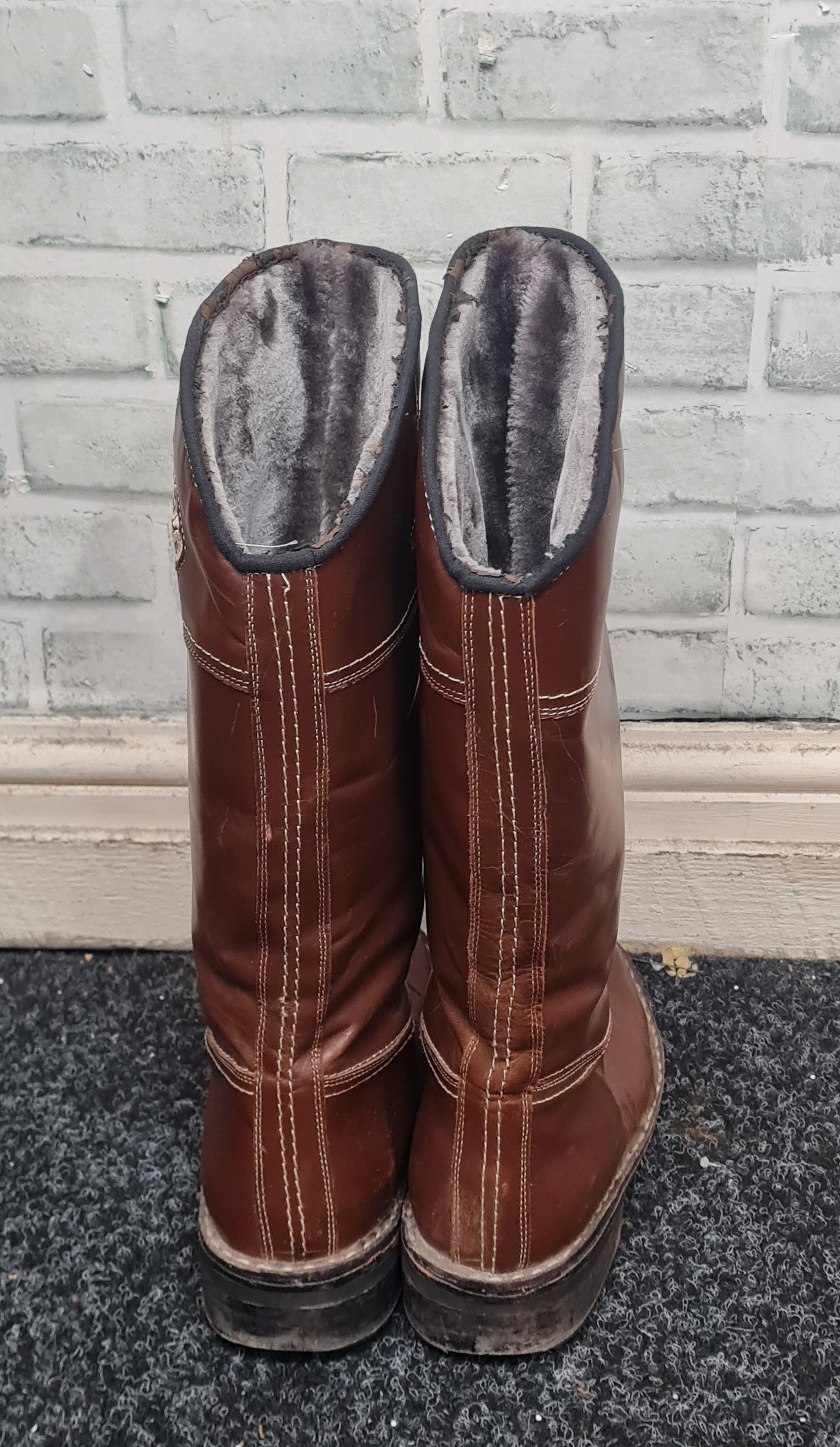 Mongolian Hand Made Tall Brown Boots Size 10