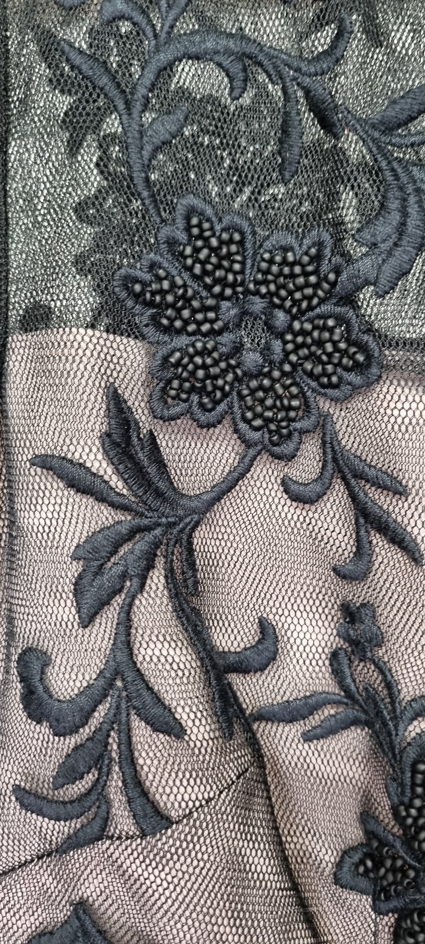 Karen Millen Black Lace Nude Illusion Dress Size 8