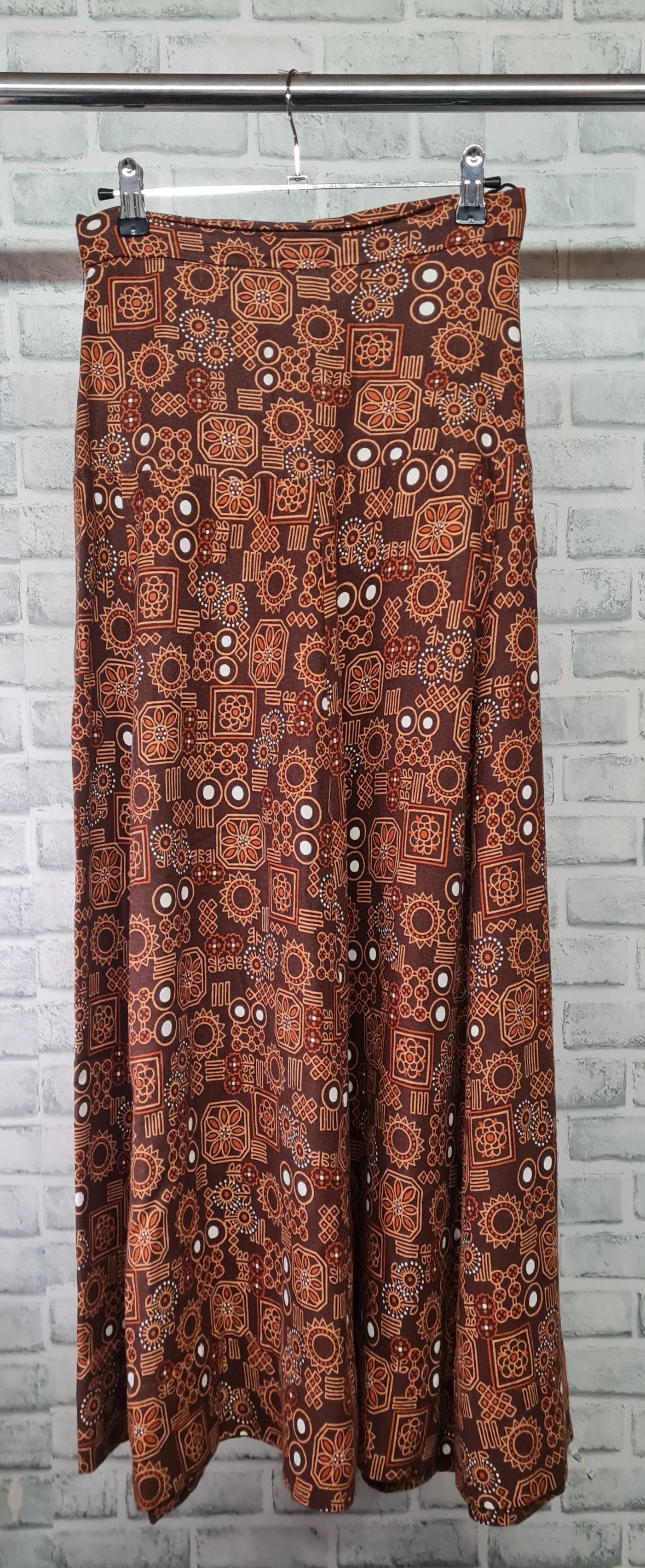 Vintage 70's A-Line Brown Maxi Skirt Size 36