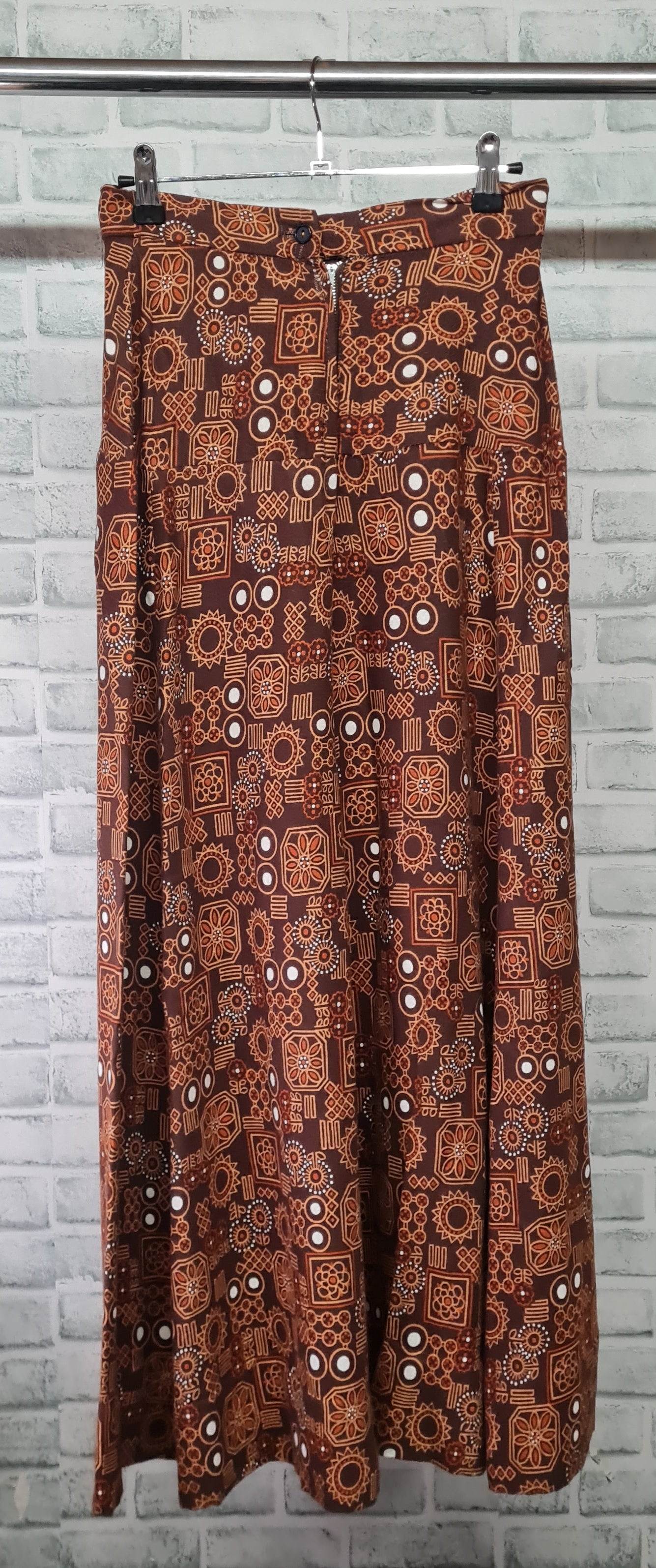 Vintage 70's A-Line Brown Maxi Skirt Size 36