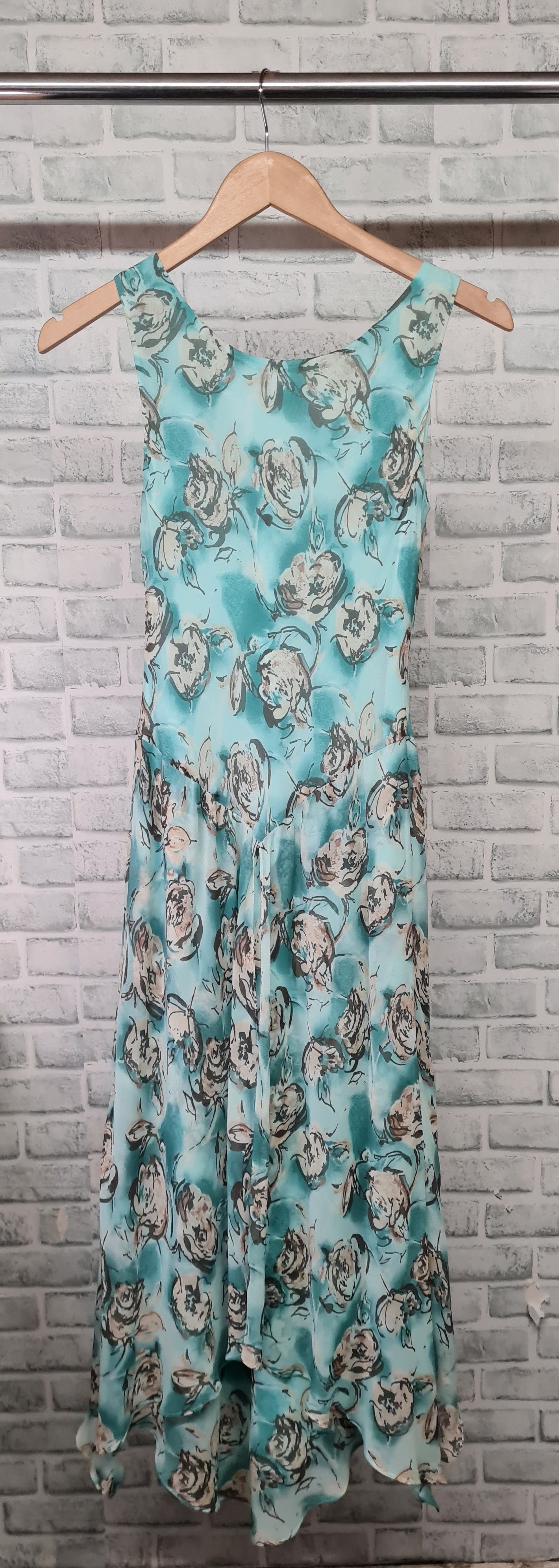 Minosa Petite Light Blue Sleeveless Cowl Neck Midi Dress Size 8