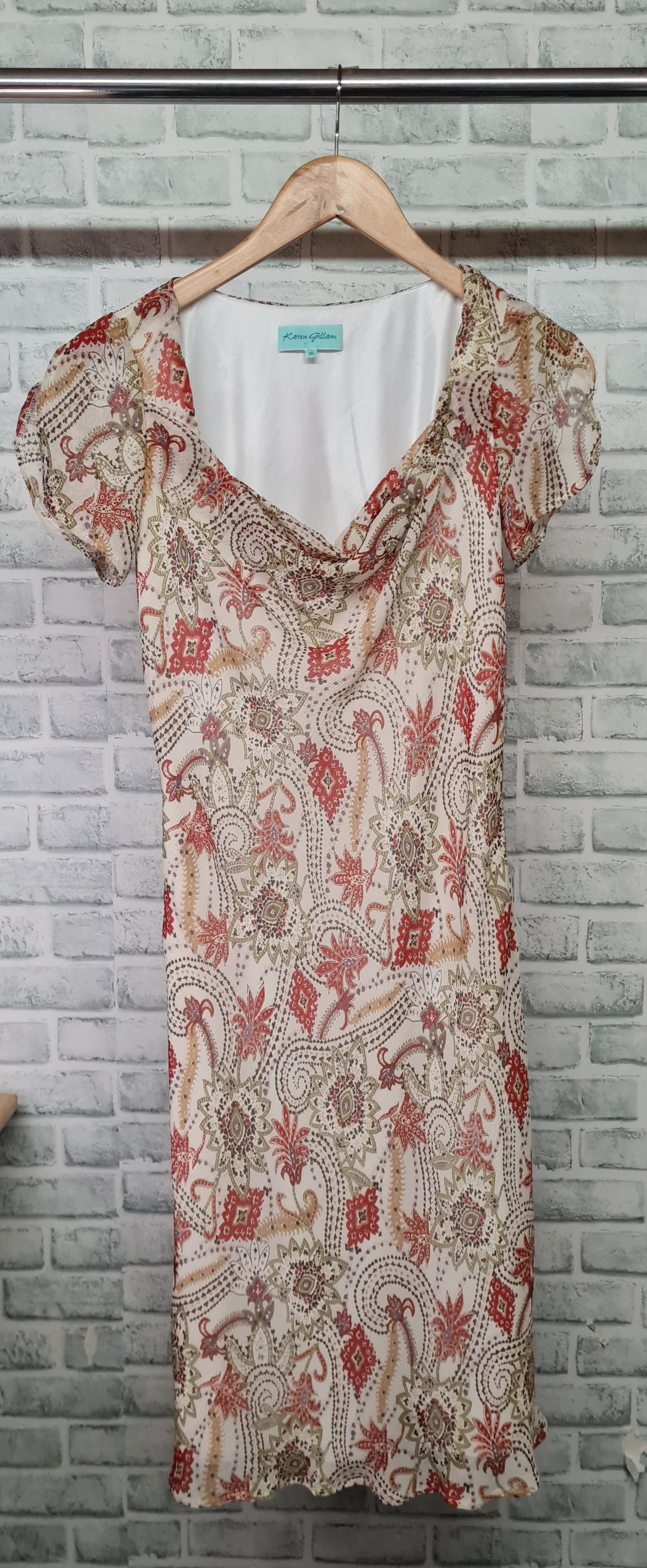 Karen Gillam Square Neck Short Sleeve Midi Dress Size 10