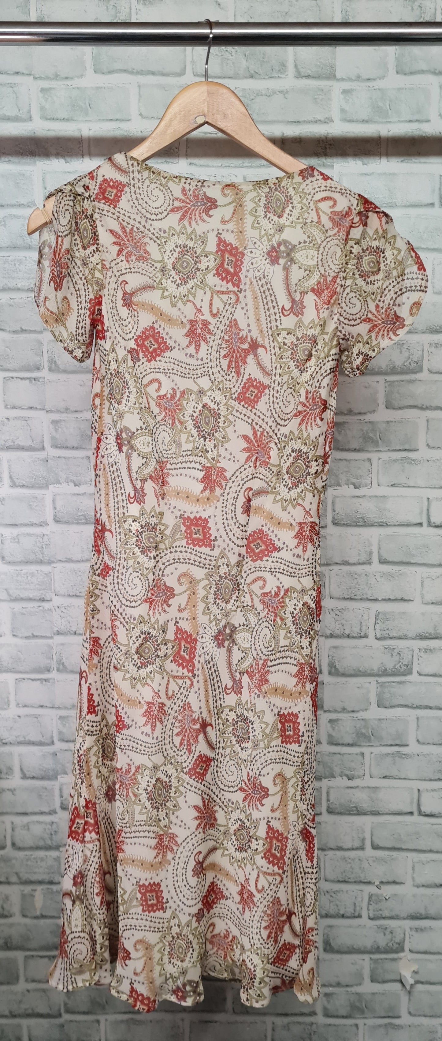 Karen Gillam Square Neck Short Sleeve Midi Dress Size 10