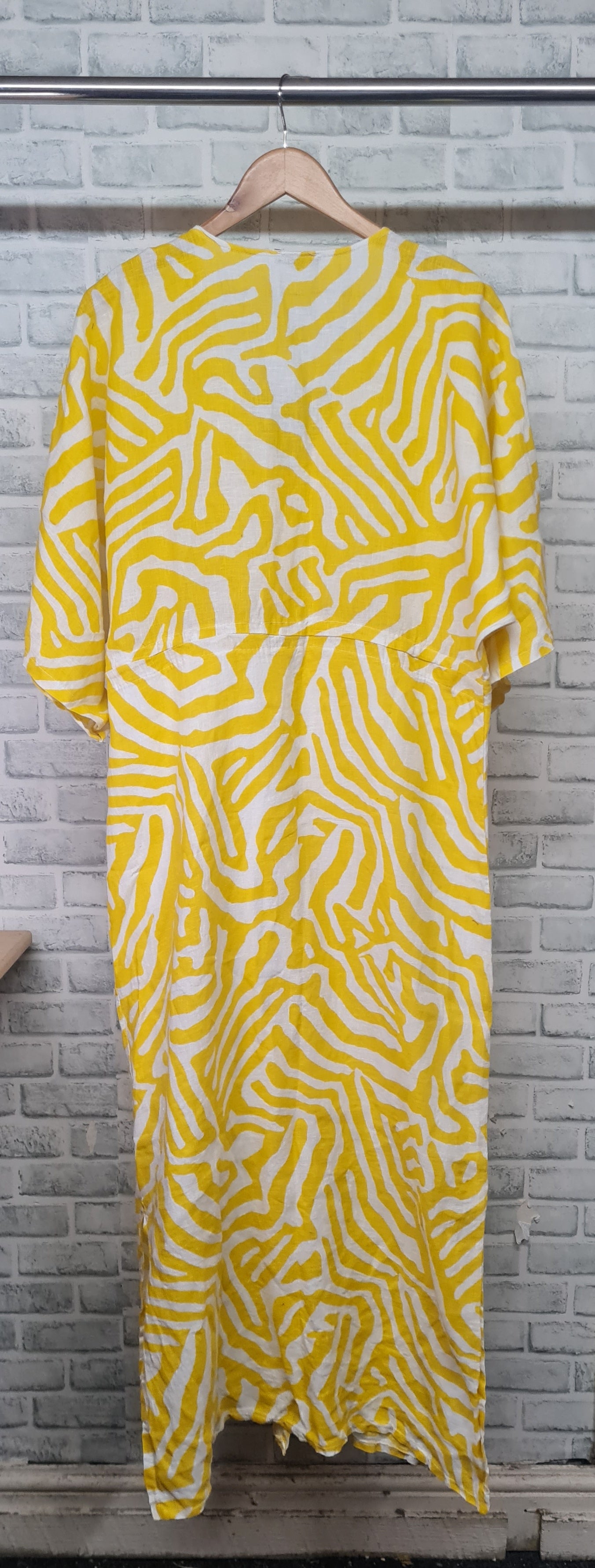 Phase Eight Yellow Linen Maxi Button Up Tie-Up Dress Size 16