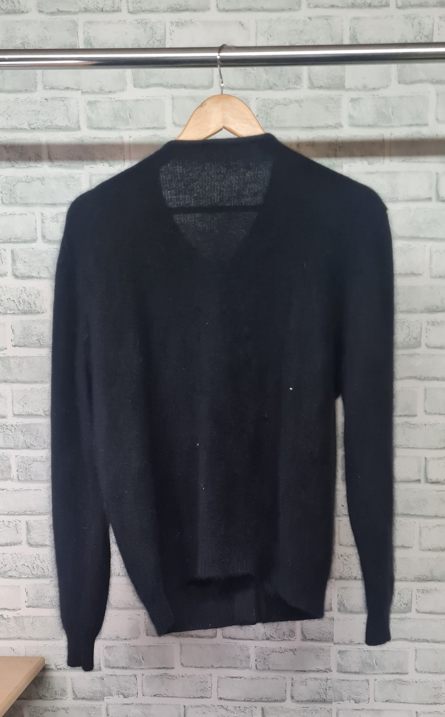 Vintage Beaded Black Mohair Cardigan Size Large