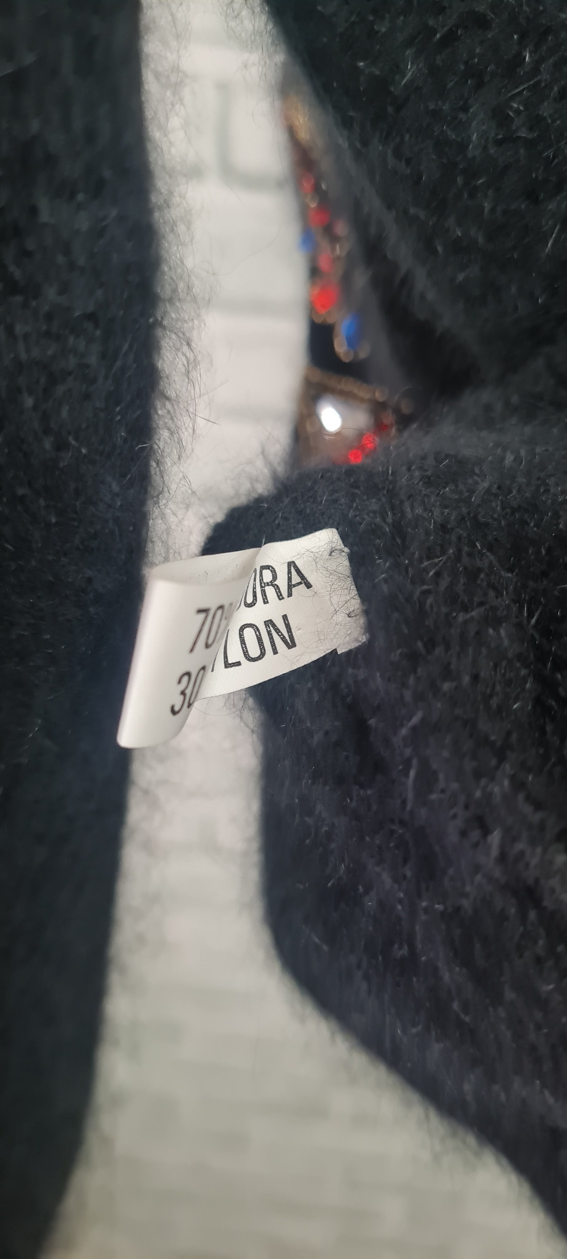 トップス vintage mohair black cardigan Cut Off 1B Cardigan(NEEDLE SHAGGY MOHAIR)BLACK