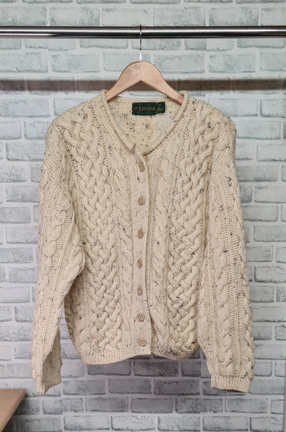 McKennas Aran Wool Cardigan Size Large