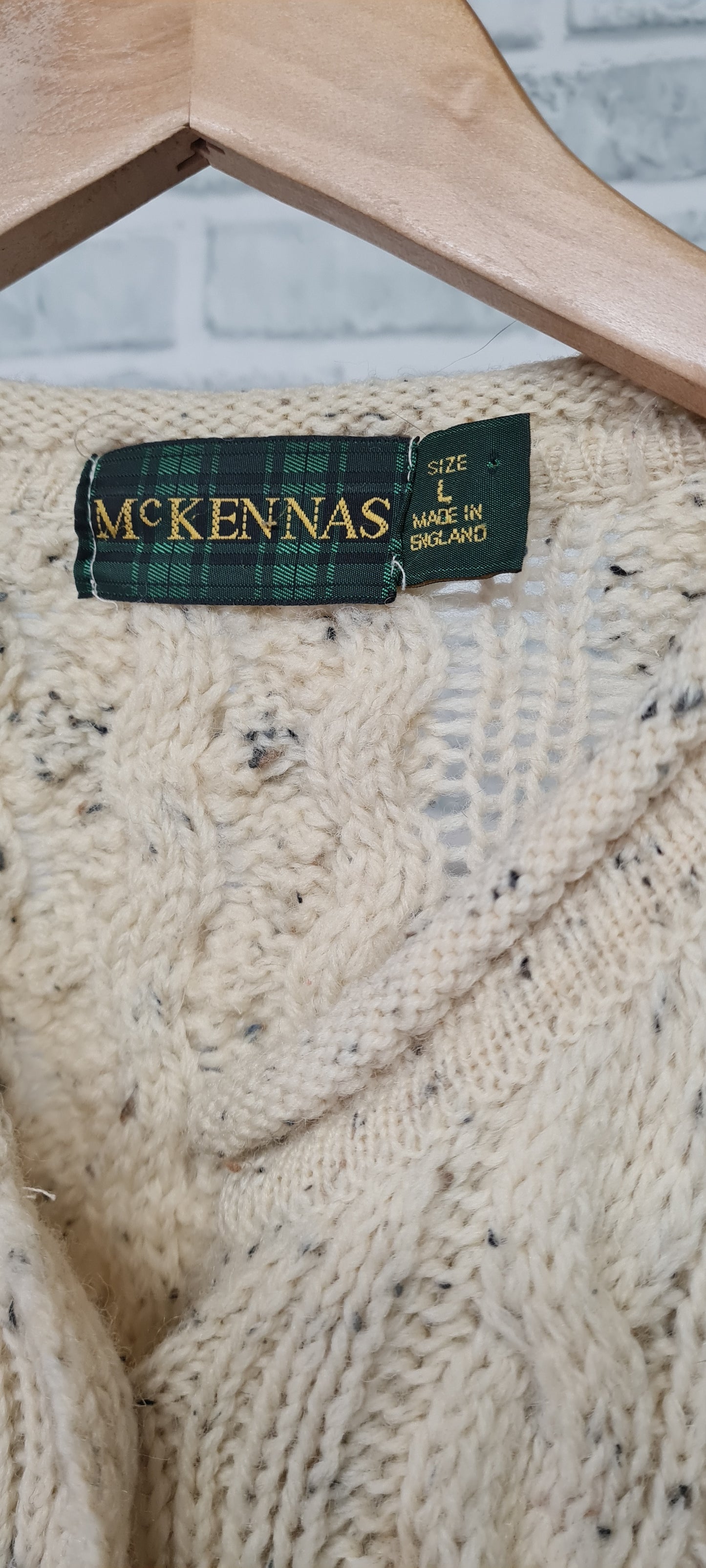 McKennas Aran Wool Cardigan Size Large