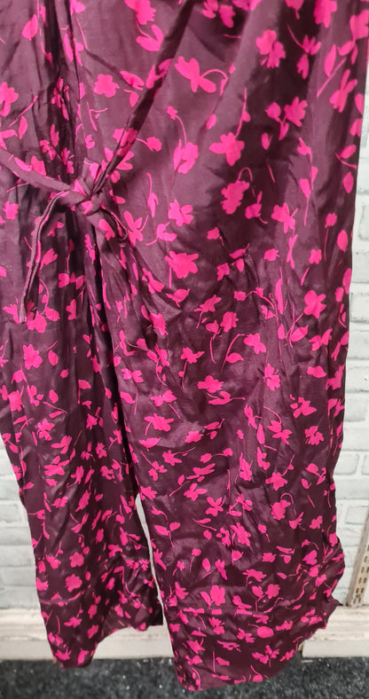 Whistles Floral Pink Short Sleeve Jumpsuit Size 16