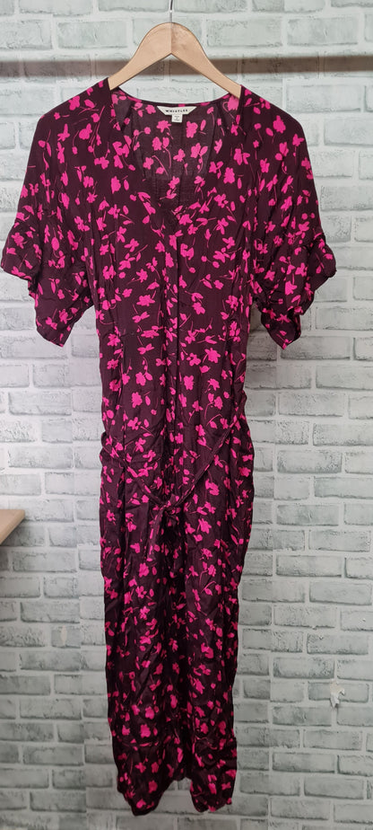 Whistles Floral Pink Short Sleeve Jumpsuit Size 16