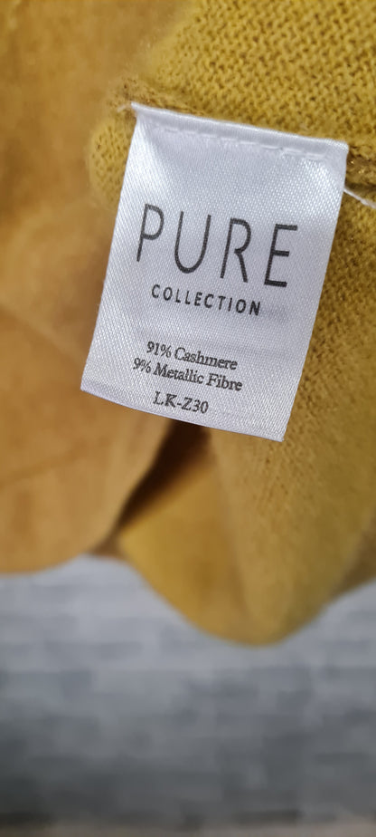 Pure Collection Gold Metallic Thread Short Sleeve Cashmere Top Size 14