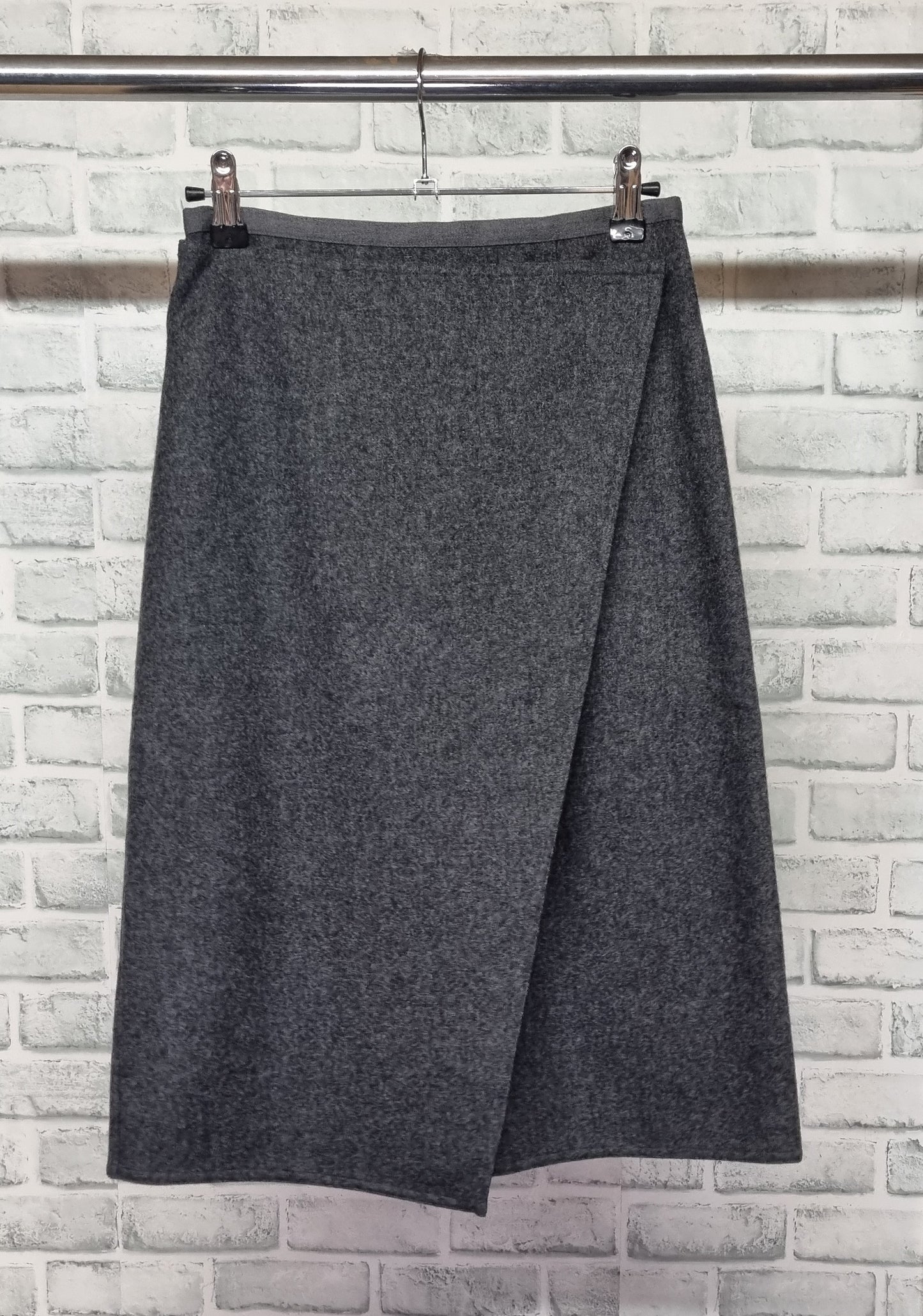 Locker Jeff Banks Grey Wool Midi Pencil Skirt Size 8