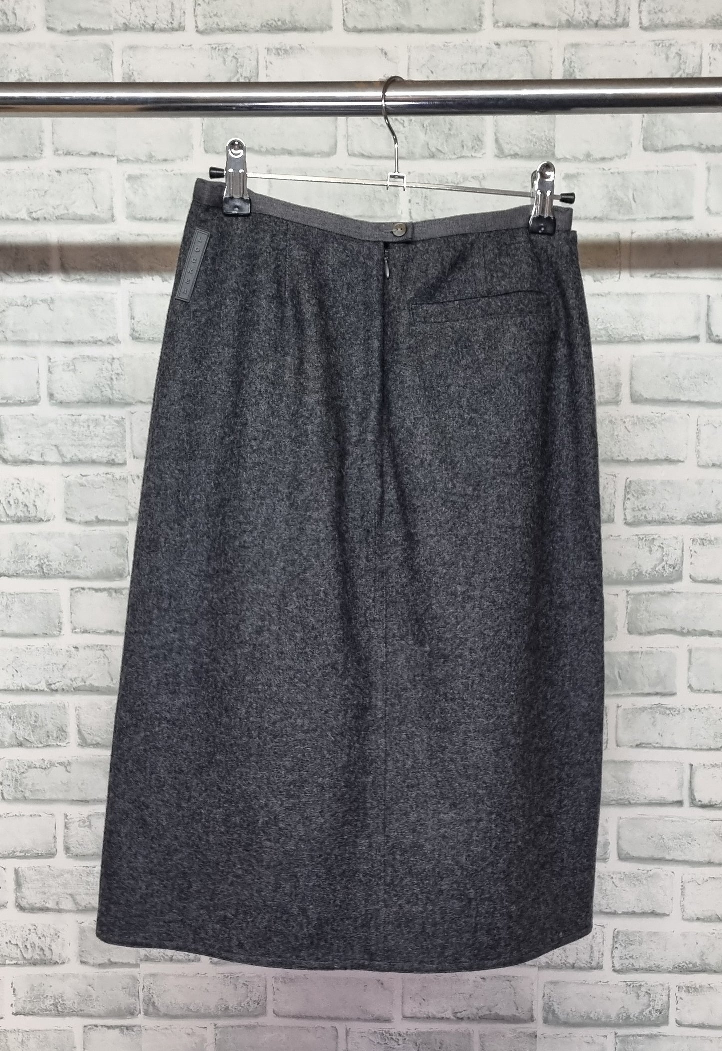 Locker Jeff Banks Grey Wool Midi Pencil Skirt Size 8