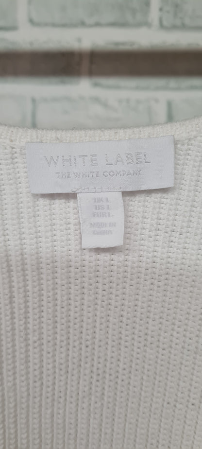 The White Company White Label White Knit V-Neck Cardigan Size Large