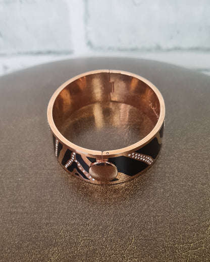 Halcyon Days Rose Gold Black Zebra Print Crystal Costume Bangle