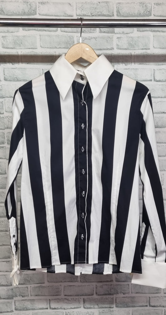 NAN Black and White Striped Blouse Size 40