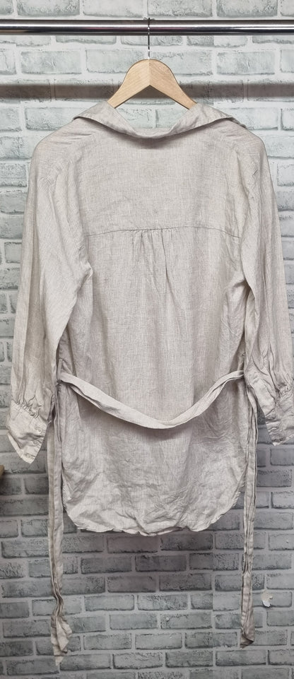 Massimo Dutti Linen Shirt with Belt Size Large