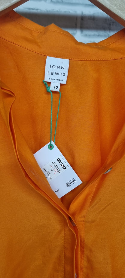 John Lewis Orange Shirt Size 10 BNWT