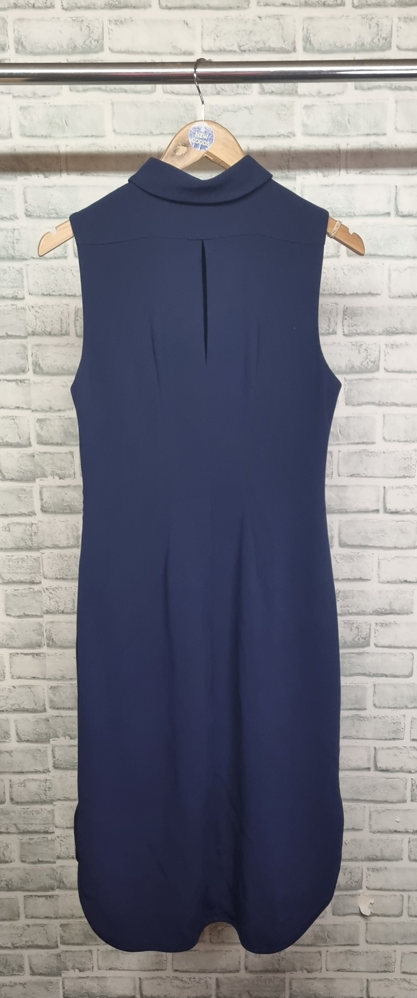 Karen Millen Sleeveless Navy Midi Sheath Dress Size 14