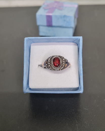 Vintage Silver Garnet Ring