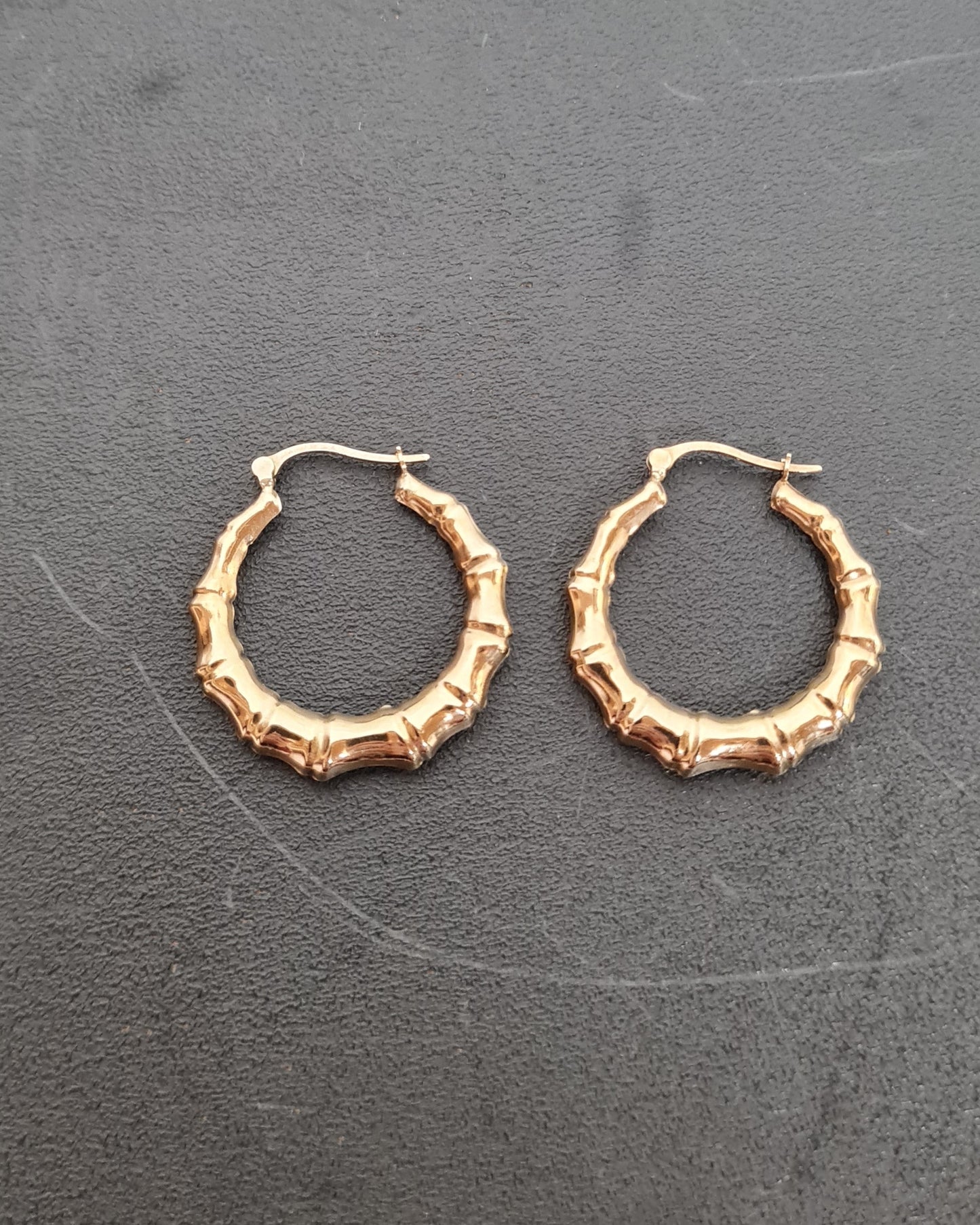 Gold 9k Bamboo Hoop Earrings