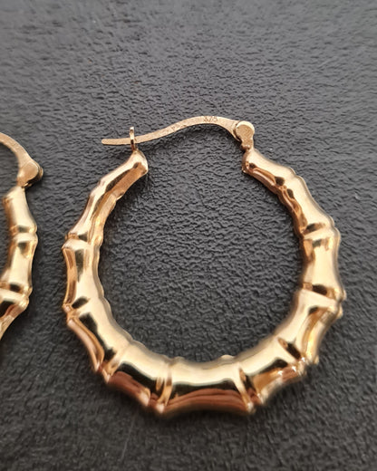 Gold 9k Bamboo Hoop Earrings