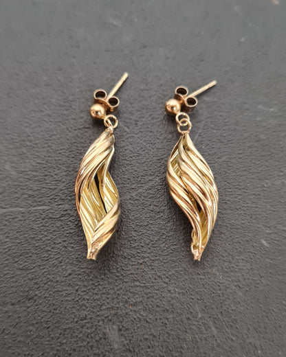 Gold 9k Twisted Dangle Earrings