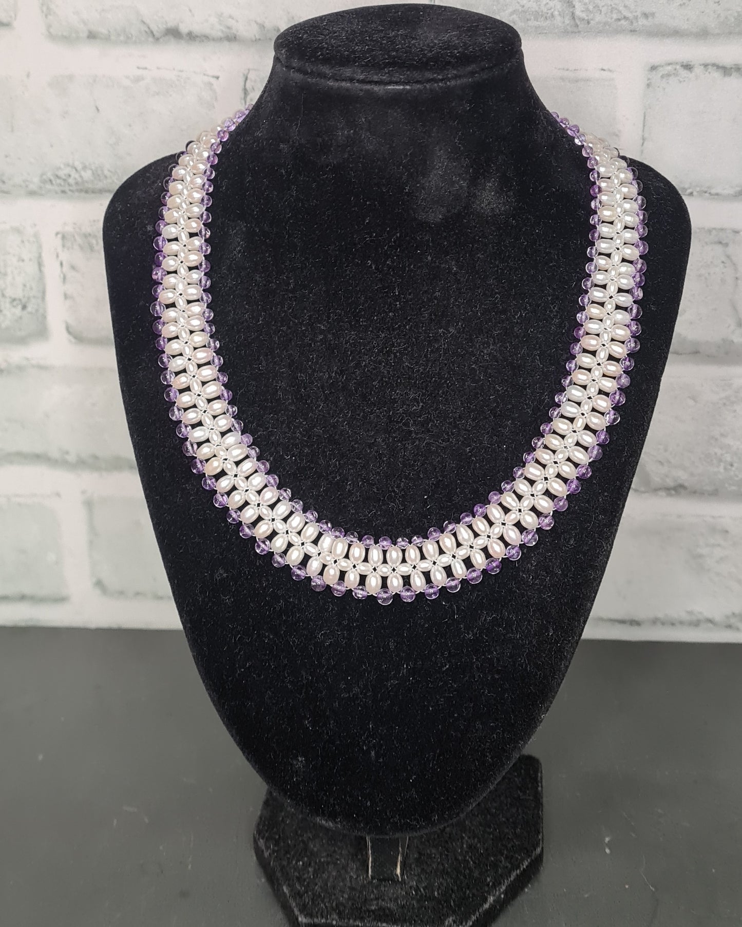 Past Times Freshwater Pearl and Amethyst Princess Necklace