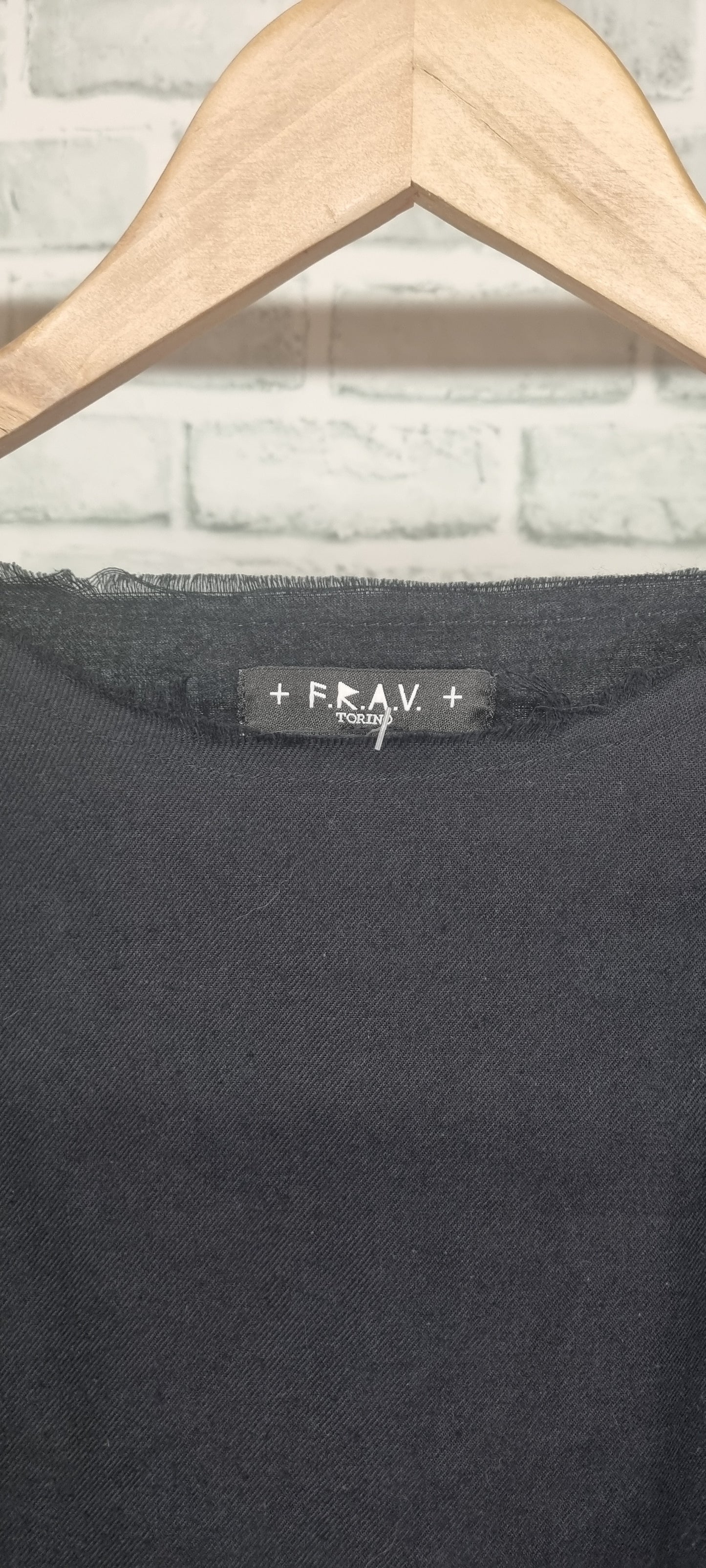 F.R.A.V. Torino Oversized Raw Hem Black T-Shirt Dress Size 2
