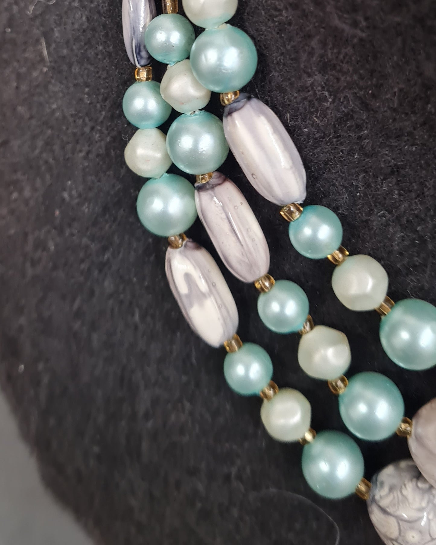 Vintage Pale Turquoise Triple Strand Princess Necklace