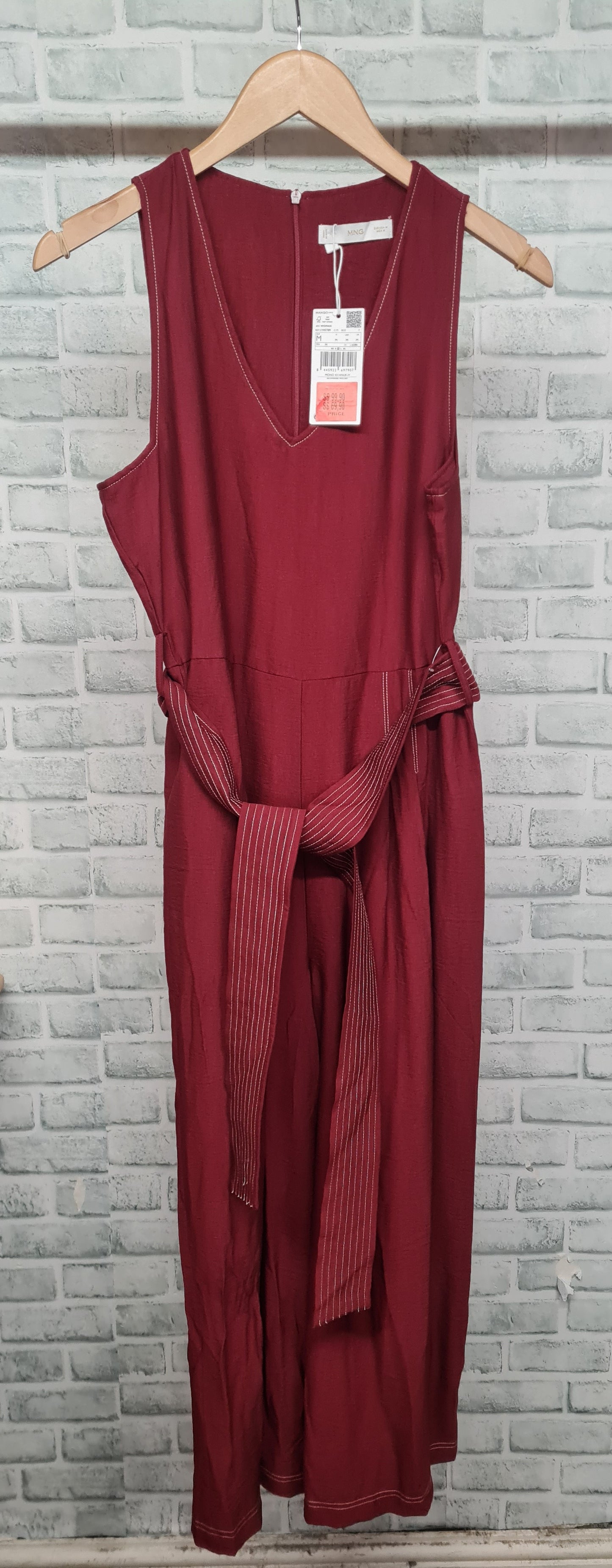 Mango Dark Red Sleeveless Jumpsuit Size Medium BNWT