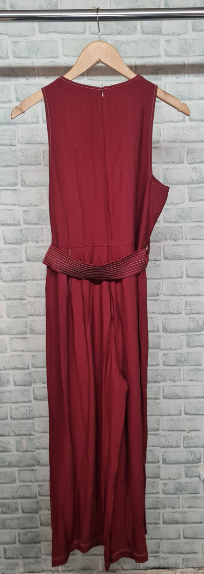 Mango Dark Red Sleeveless Jumpsuit Size Medium BNWT