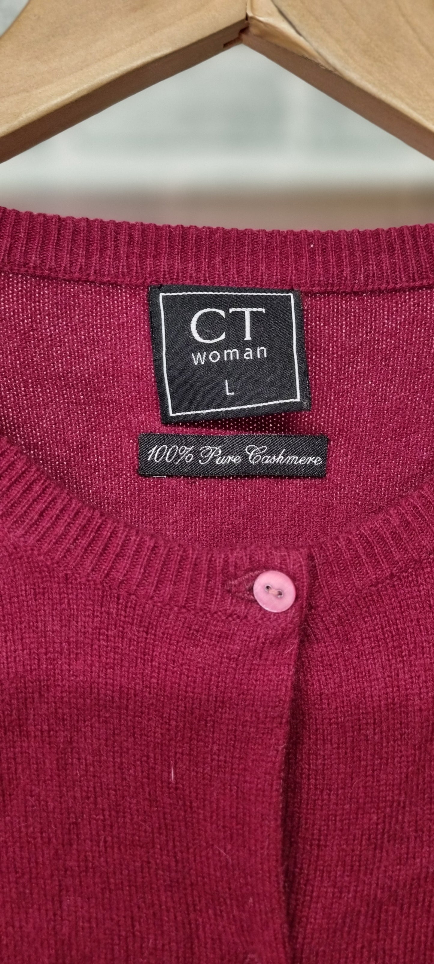 CT Woman Red Cashmere Cardigan Size Large