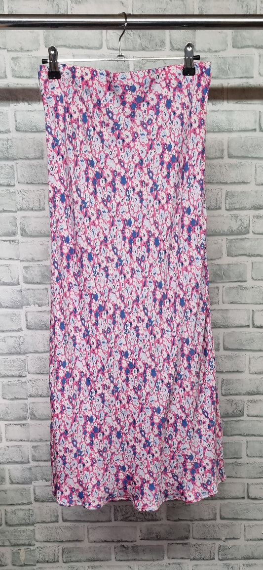 Levete Room Floral Print Pink Midi Skirt Size Small