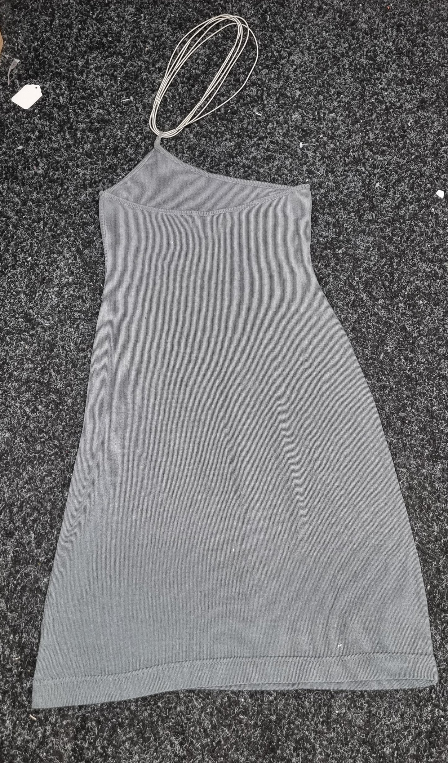 Amara Arzuaga One Shoulder Grey Stretchy Knitted Mini Party Dress with Silver Detail Size 38