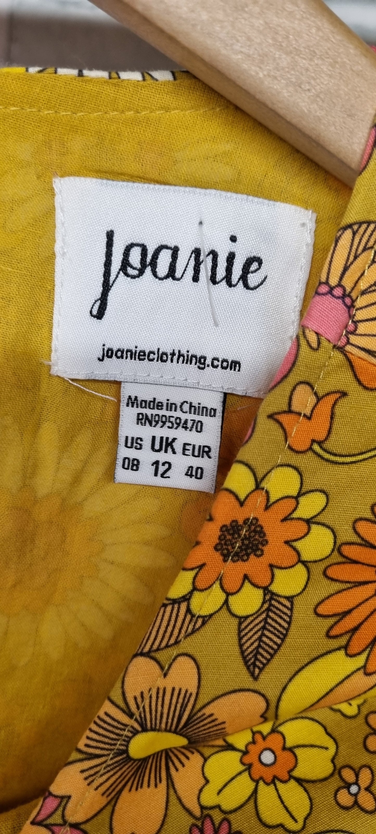 Joanie Clothing Retro Floral Yellow Mini Dress Size 12