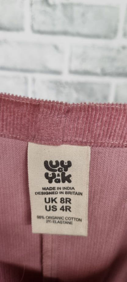 Lucy and Yak Pink Corduroy Dungarees Size 8