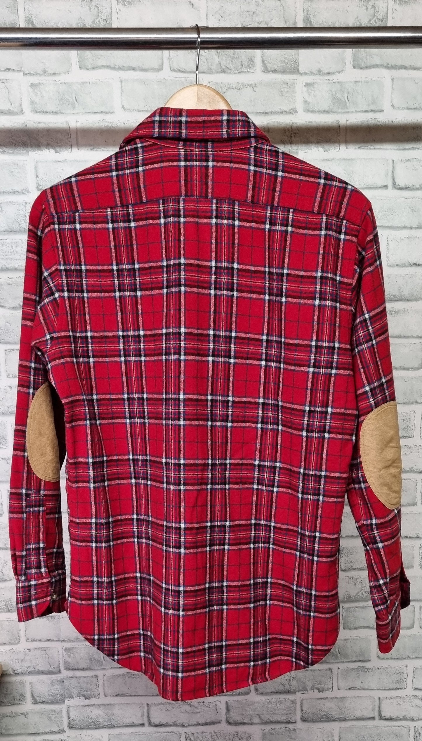 Vintage Lobo by Pendleton Red Wool Flannel Shirt with Elbow Patches Size Medium
