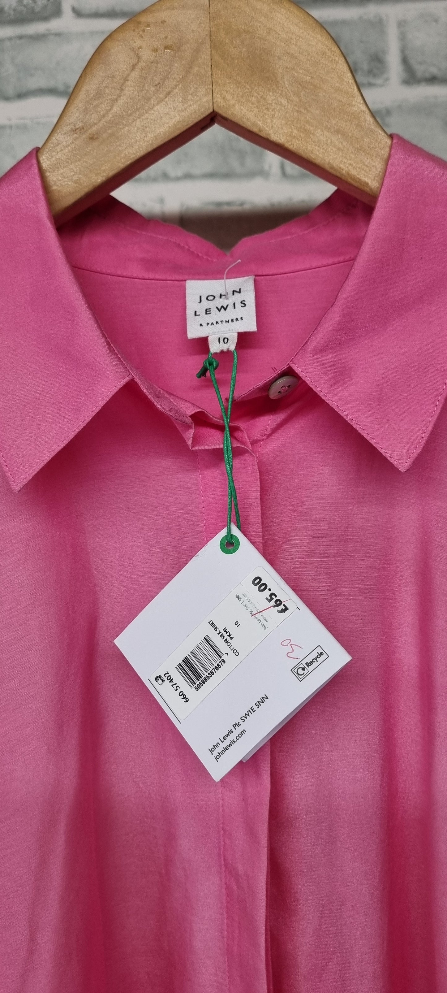 John Lewis Pink Shirt Size 10 BNWT