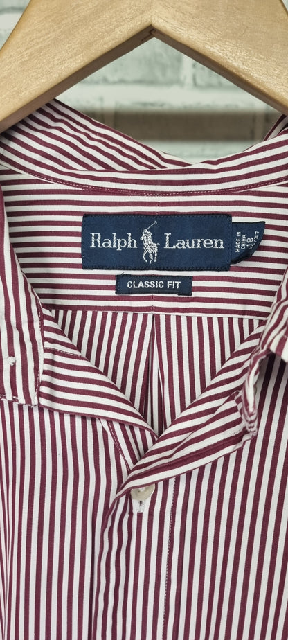 Ralph Lauren Red and White Striped Shirt Neck Size 18